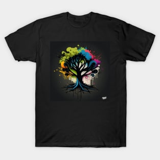 Cosmic Tree Splatter Paint T-Shirt